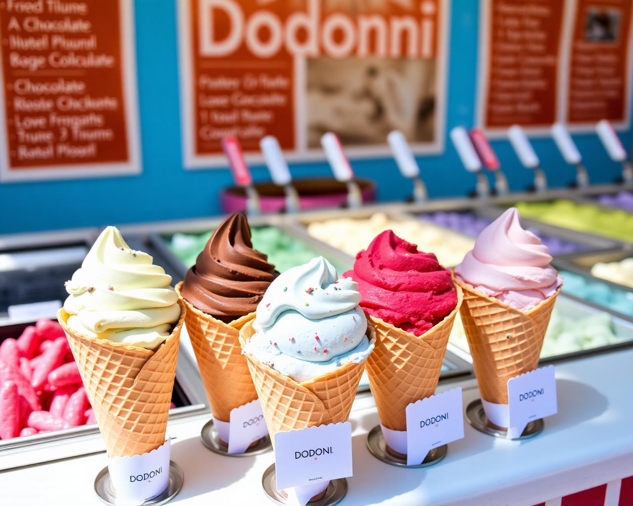 Dodoni ice cream cones at the Majestic Dodoni Cafe in Tsilivi
